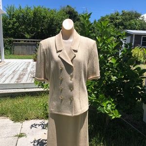 Vintage St. John Collection Marie Gray Two Piece Knit Suit